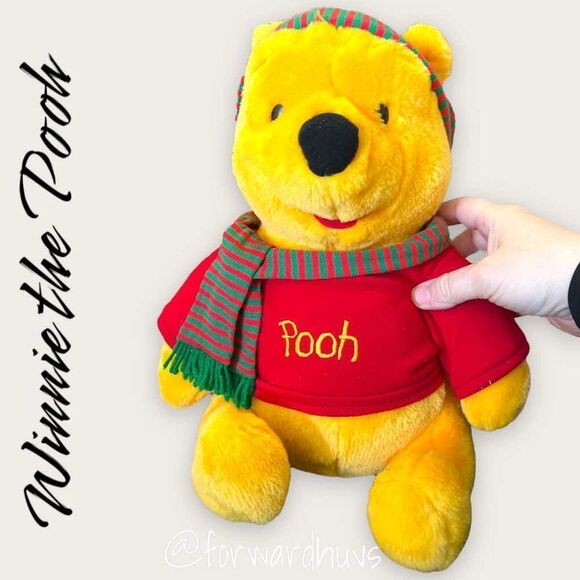 Vintage Mattel Winnie The Pooh Christmas Plush - 14" with Festive Attire - Picture 4 of 11